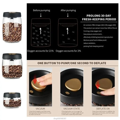 Airtight Glass Coffee Canister with Vacuum Lid