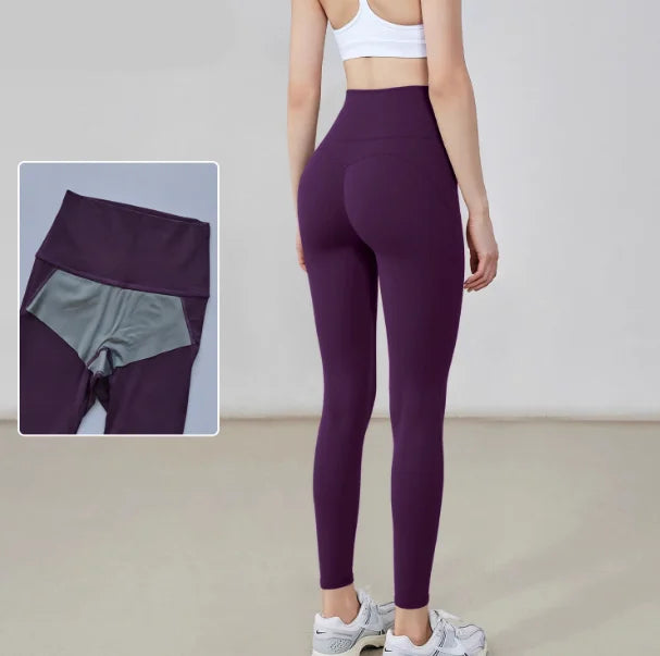 Women's No Underwear Needed Yoga Pants with Pockets High Waisted 7/8 Workout Leggings Naked Feeling