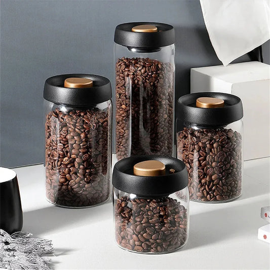 Airtight Glass Coffee Canister with Vacuum Lid