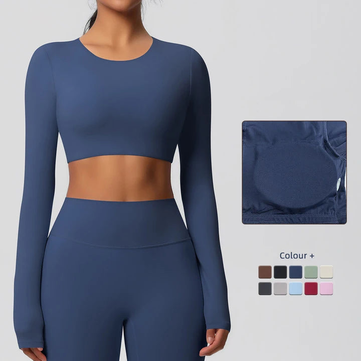 Women's Long Sleeve Padded Sports Yoga Top