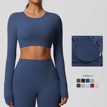 Women's Long Sleeve Padded Sports Yoga Top