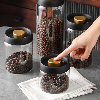Airtight Glass Coffee Canister with Vacuum Lid