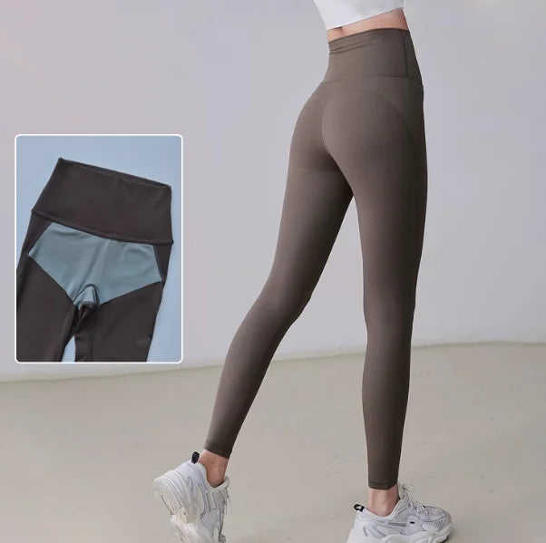Women's No Underwear Needed Yoga Pants with Pockets High Waisted 7/8 Workout Leggings Naked Feeling