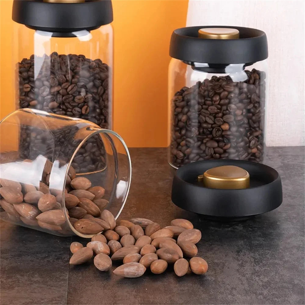 Airtight Glass Coffee Canister with Vacuum Lid