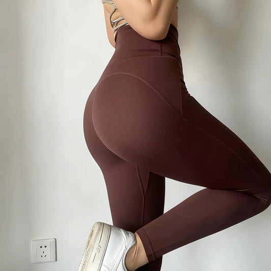 Women's No Underwear Needed Yoga Pants with Pockets High Waisted 7/8 Workout Leggings Naked Feeling