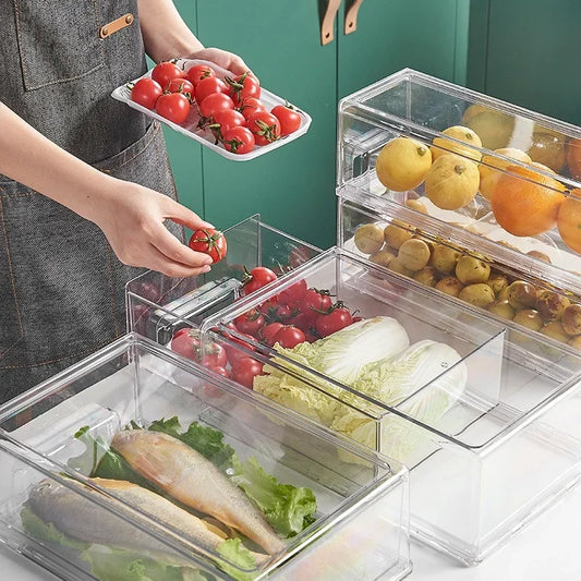 Kitchen Refrigerator Sorting Organizer Drawer type Storage box Food Fresh-keeping box Stackable Egg box Vegetable Storage box