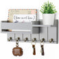 Rustic Wooden Wall Shelf with 6 Hooks