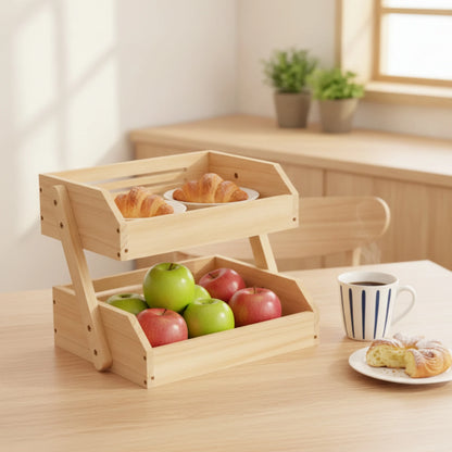 Kitchen Countertop Organizer Ventilated Kitchen Rack with Trays Wooden Storage Rack Open-Front Countertop Organizer Space-Saving