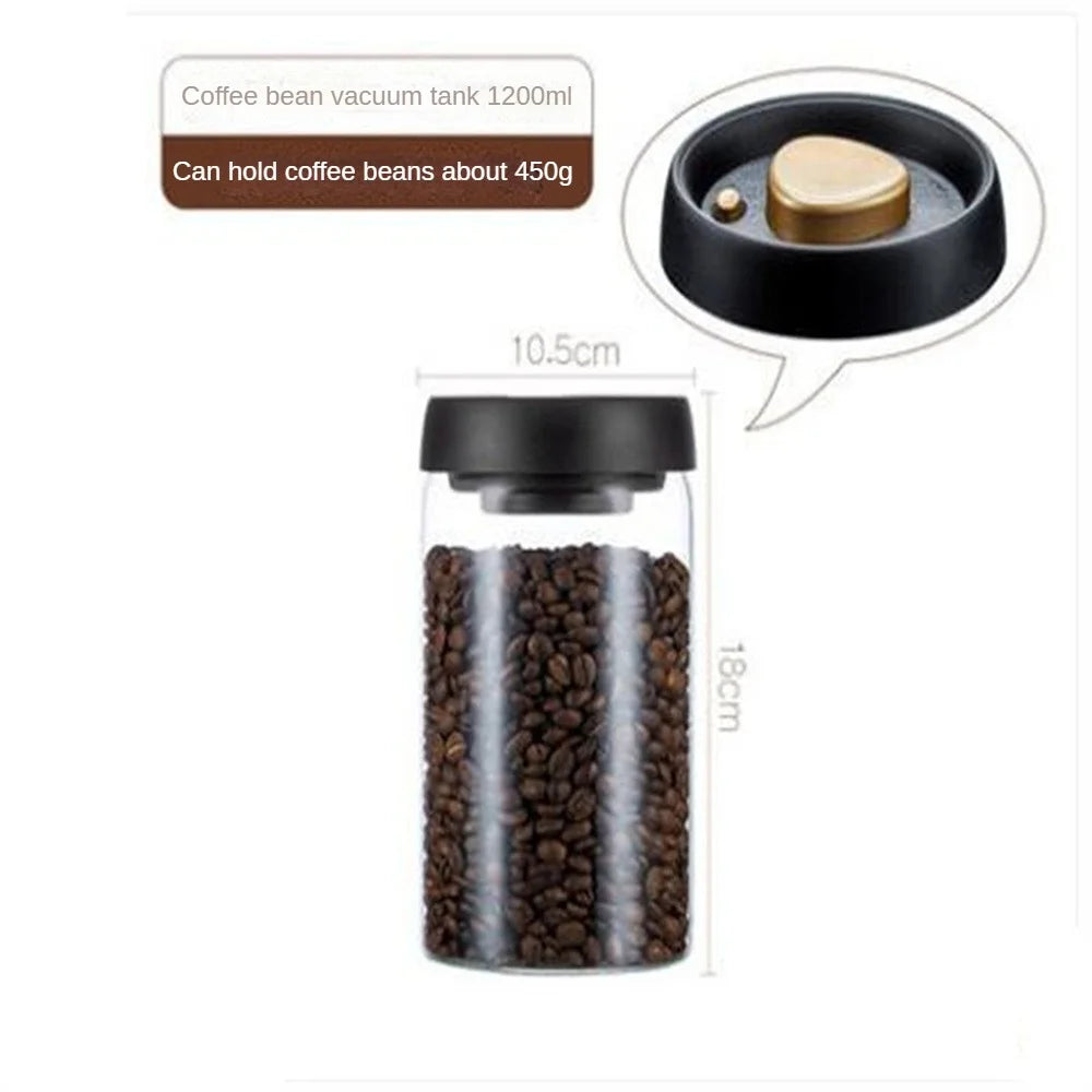 Airtight Glass Coffee Canister with Vacuum Lid